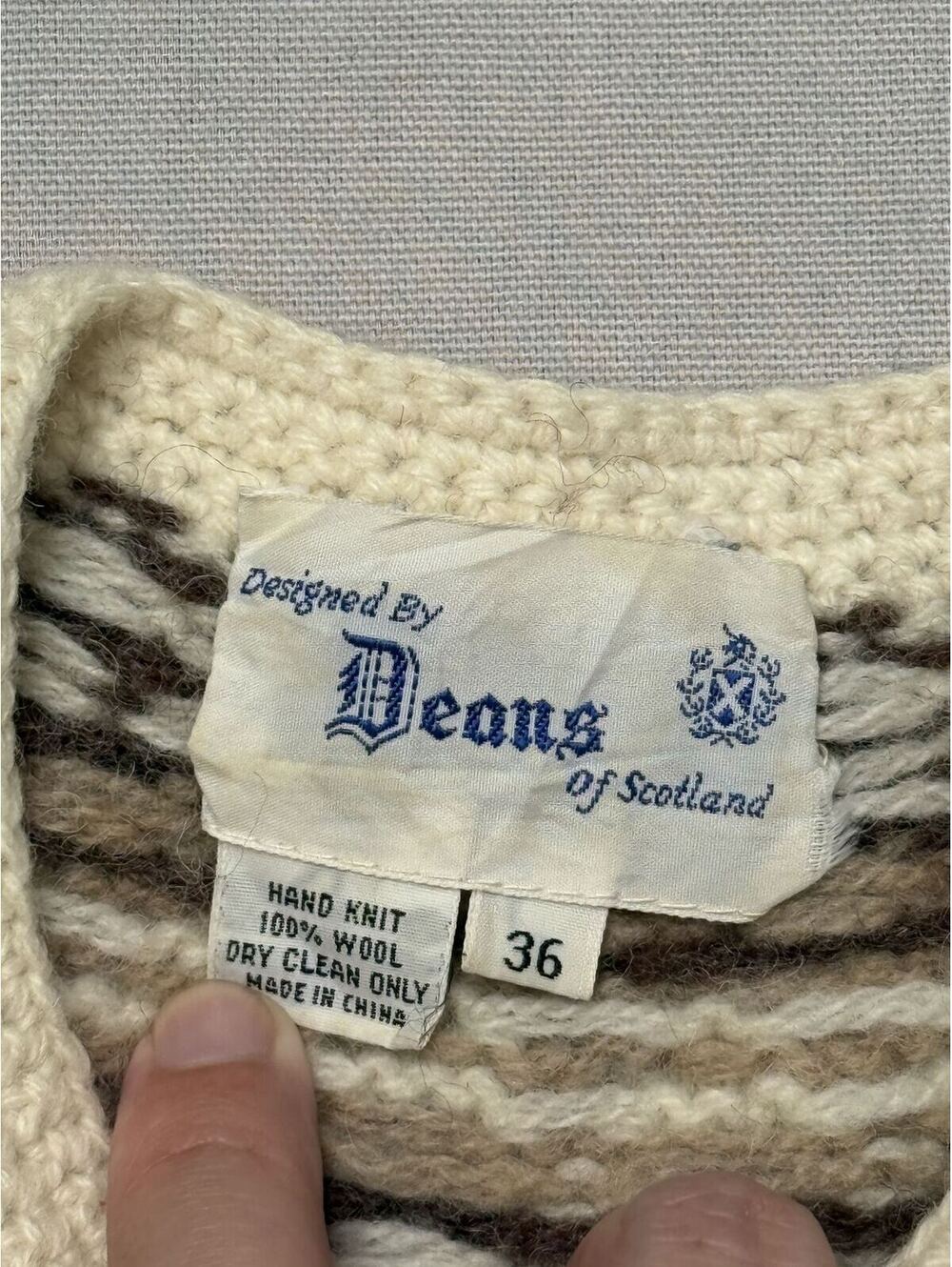 Vintage Deans of Scotland Womens Cardigan Nordic Isle Wool - Picture 2 of 7